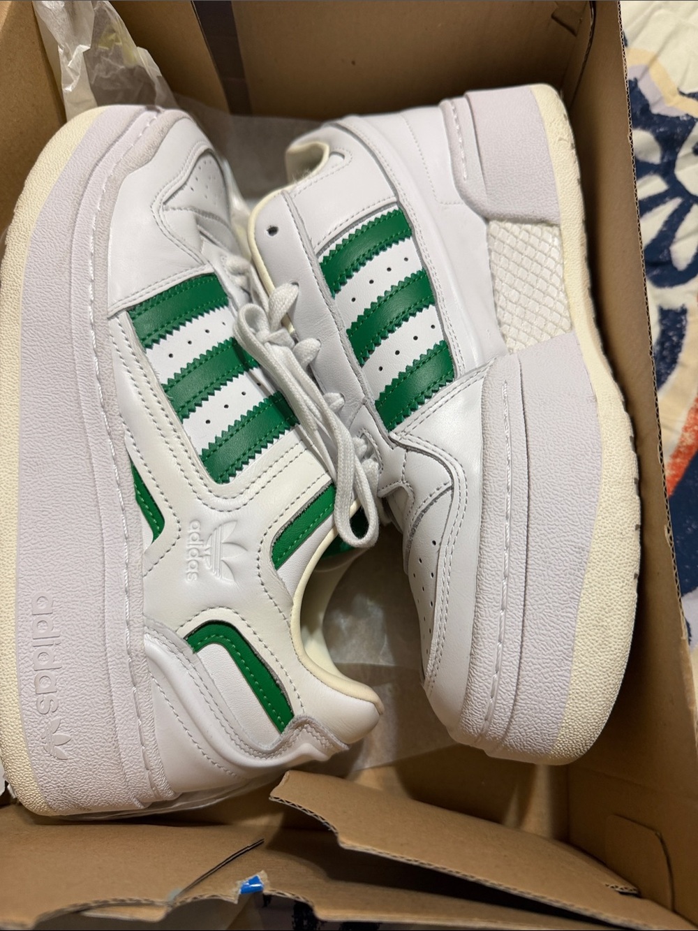 adidas Women White Sneakers with Green Stripes